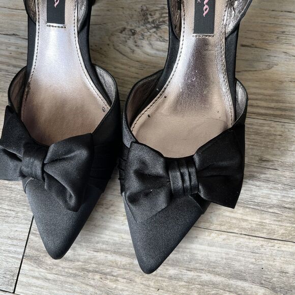 Y2K Kitten Heels 6.5 Black Bow Pointed Toe Vintage Nina New York - Picture 11 of 11
